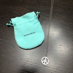Tiffany sterling silver peace sign necklace